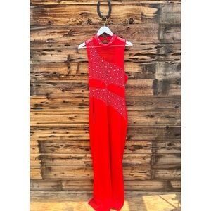 UNBRANDED | Red Sheer Sleeveless Sparkly Long Maxi Party Dress 2X